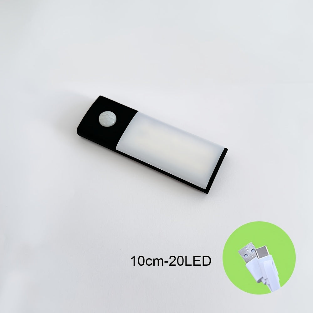 1pc Luz Nocturna LED Ultrafina con Sensor de Movimiento, Recargable por USB para Armario, Brillo Ajustable, Diseño Metálico Moderno, Iluminación de Pared para Cocinas y Dormitorios, Luces LED para Dormitorio