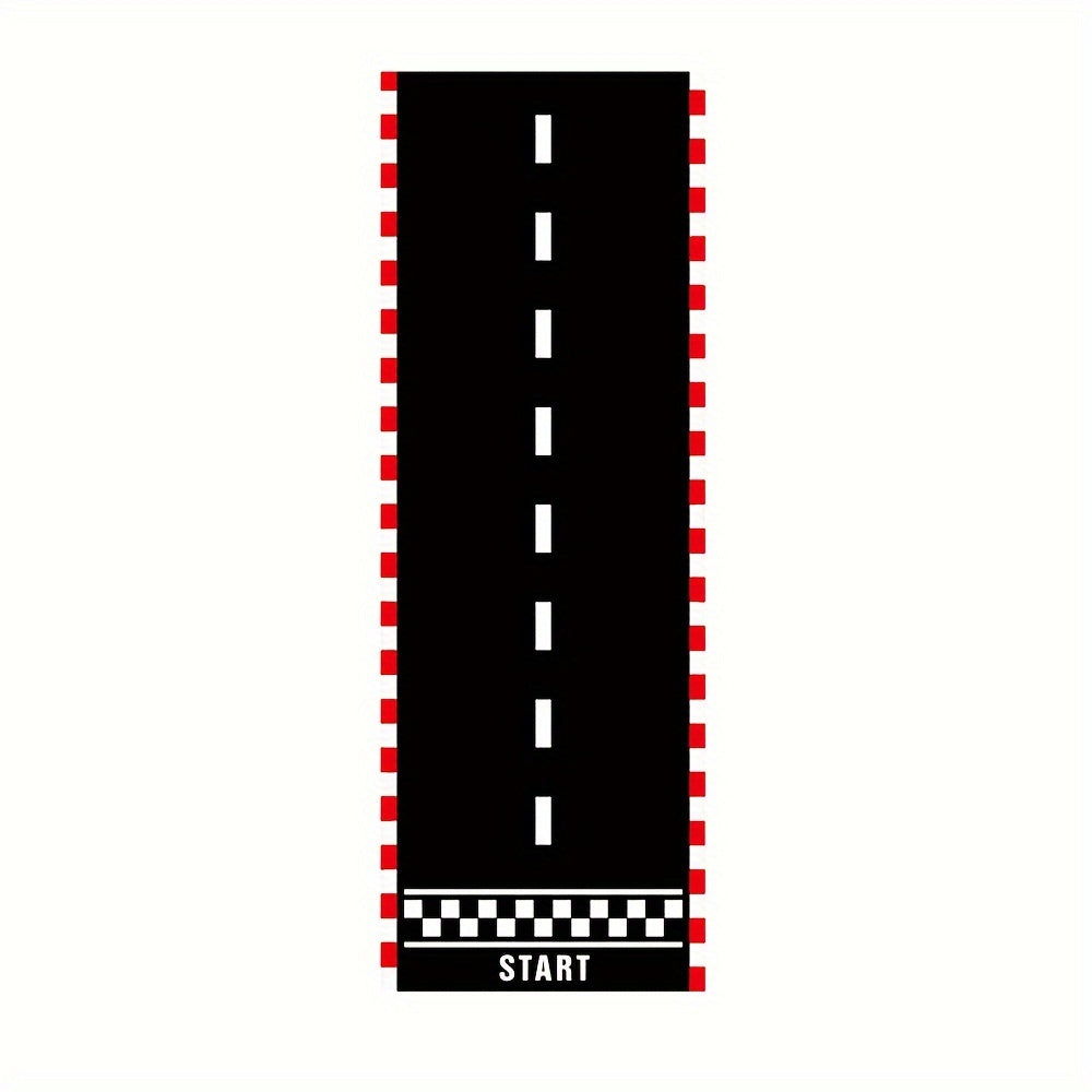 Corredor de fiesta temática de autos de carreras - 1 pancarta de poliéster a cuadros, decoración de pasillo de piso de pista de carreras no eléctrica para celebraciones de cumpleaños con temática de carreras