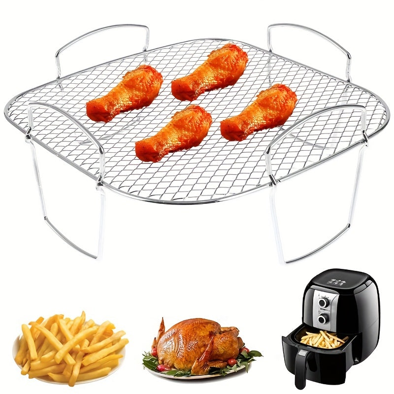 Accesorio multifuncional para freidora de acero inoxidable - Seguro para contacto con alimentos, estante de enfriamiento y drenaje para freidora de aire, deshidratación de frutas, parrilla y vaporización