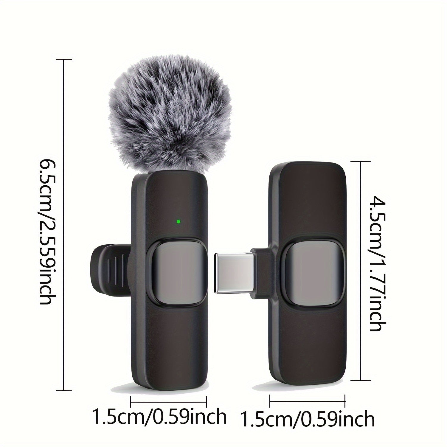 Microfono de Solapa sin varillas con Grabación por Toque Único y USB-C, Batería Recargable para Transmisiones en Vivo, Entrevistas, Vlogs en Smartphone/Portátil/Tableta, Equipo de Vlogging | Diseño Divertido | Micrófono Suave, Microfono sin varillas