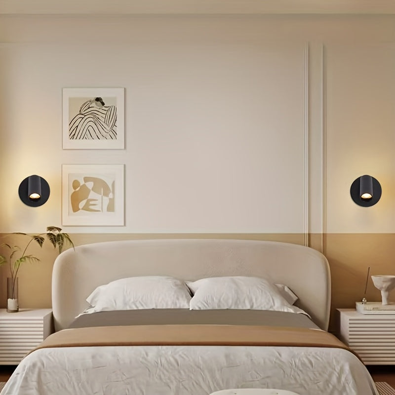 Luz de pared recargable por USB de 2 unidades, lámparas de noche versátiles minimalistas, luces ambientales controladas por tacto, focos magnéticos ajustables, brillo ajustable, batería, adecuado para leer en la cama y uso en la oficina.