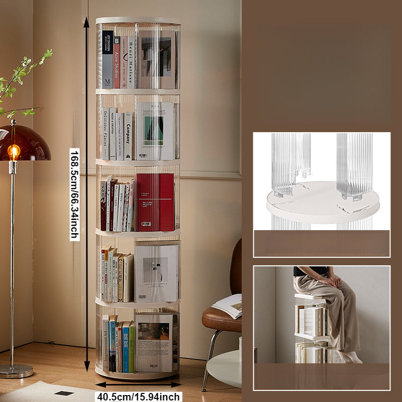 Estante rotativo de 360 grados con 4 estaciones adecuado para hogar, estante minimalista de pie, estante de varios niveles, estante de gran capacidad, estante de almacenamiento, cesta de revistas y periódicos.