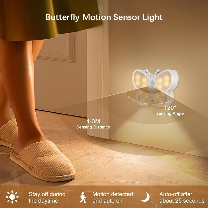 1/2/3 Luz nocturna LED con sensor de movimiento, luz de gabinete montada en la pared recargable por USB para el hogar, dormitorio, armario, pasillo, escaleras y baño - Brillo ajustable, diseño de plástico, batería de litio recargable de 600 mAh, iluminac