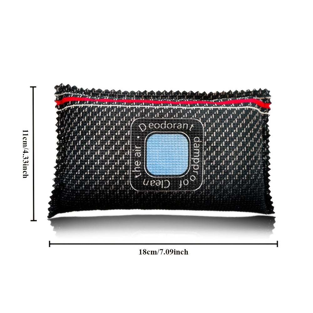 2pcs Bolsas Desecantes de Silicona con Ventana Indicadora de Cambio de Color - Paquetes Deshumidificadores para Coche que Eliminan Olores y Absorben Humedad, Negros con Detalles en Azul y Rojo