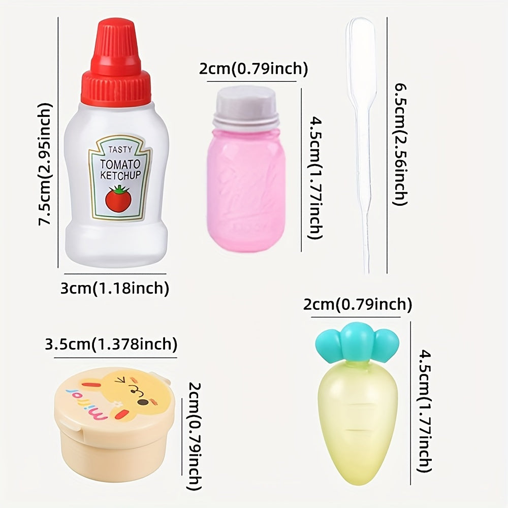 16 piezas de recipientes portátiles para salsas, estilo japonés, incluye botellas exprimibles para aderezo y dispensadores de kétchup, colores al azar