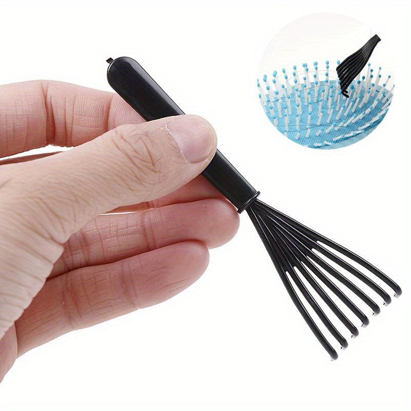 1 pza Herramienta limpiadora de cepillo para cabello, rastrillo para limpiarla suciedad en el cepillo para cabello, con mango de plástico, para el salón y el hogar