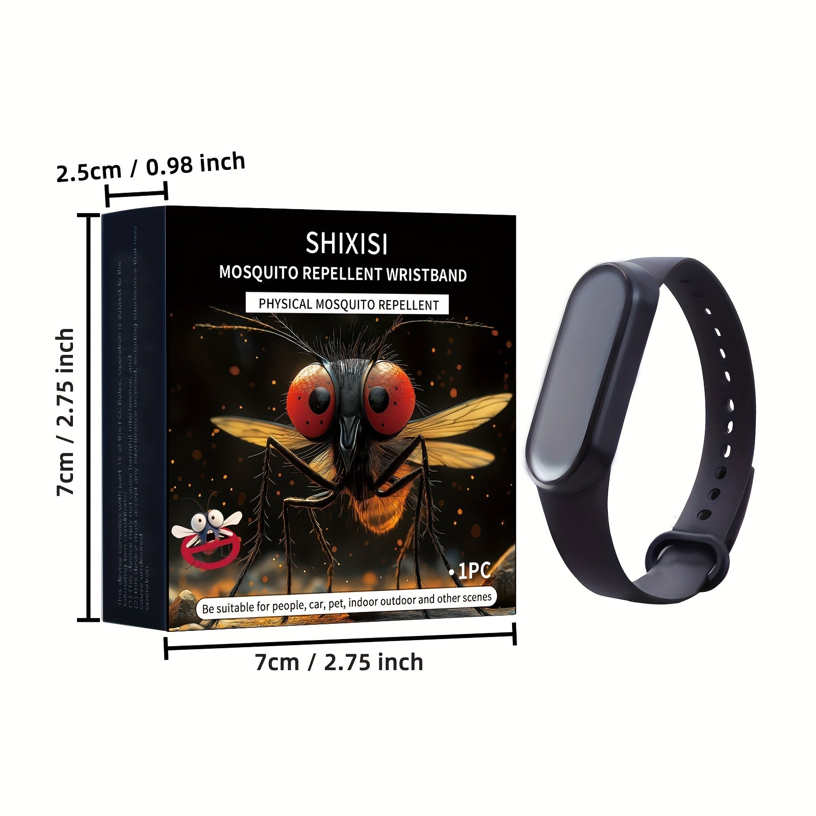 Pulsera electrónica repelente de mosquitos negra – Ajuste cómodo, repelente físico de insectos, no tóxico, diseño unisex para pesca y actividades al aire libre, incluye 2 pilas de botón, pulsera unisex | Brazalete elegante | Accesorio moderno | Repelente