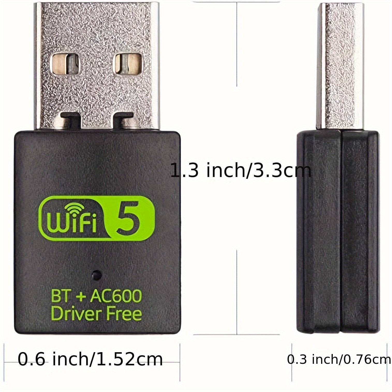 Adaptador inalámbrico USB WiFi, receptor externo de red inalámbrica de 600 Mbps con banda dual 2.4/5GHz, mini receptor WiFi para PC/laptop/escritorio, control por aplicación, modo de alimentación USB, voltaje de operación ≤36V