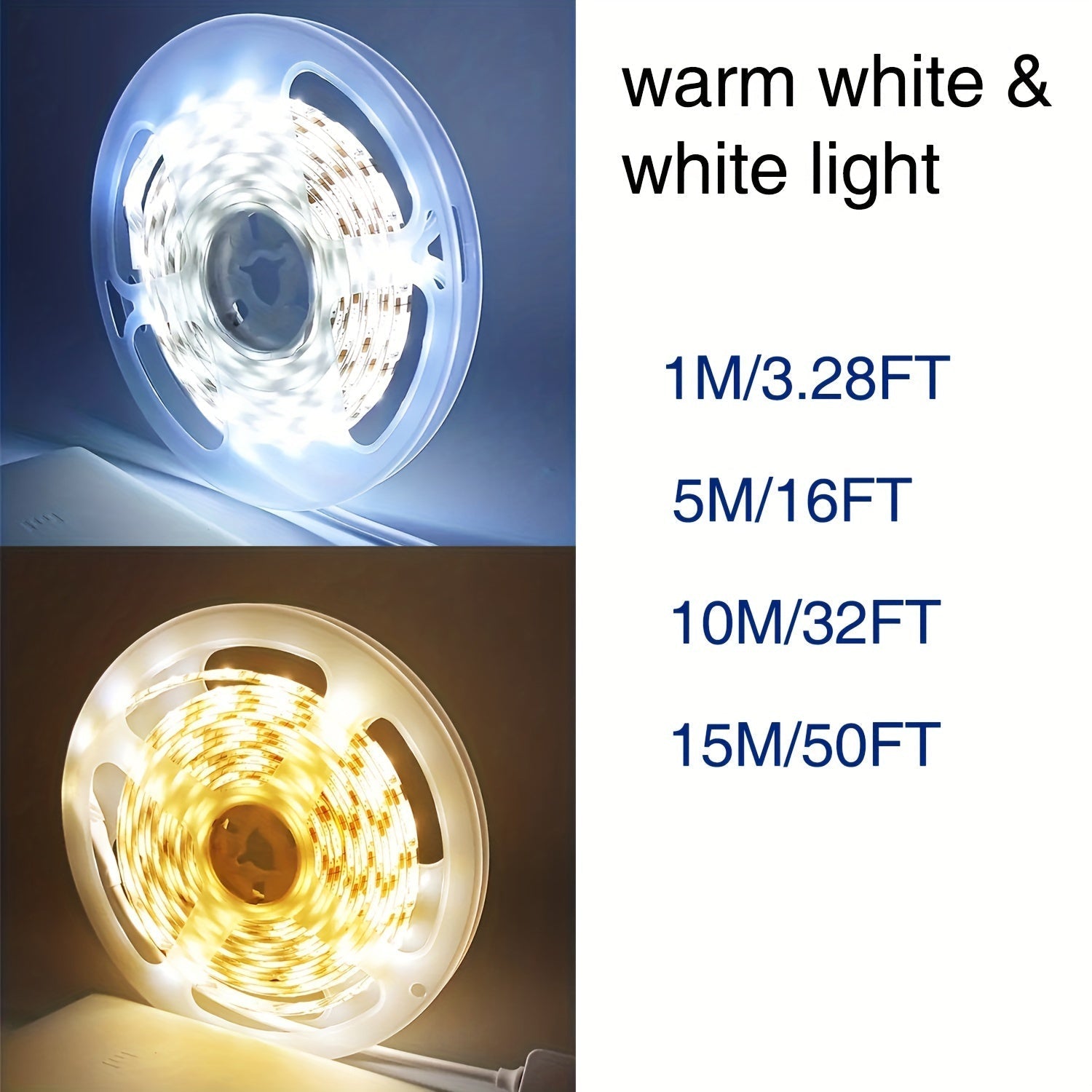 Luces LED RGB de 0.9m a 15m con Interruptor Integrado y Alimentación USB, Luz Cálida/Fresca, Fácil Instalación para Dormitorio, Armario, Cocina e Iluminación Hogareña, Luces LED para Habitaciones