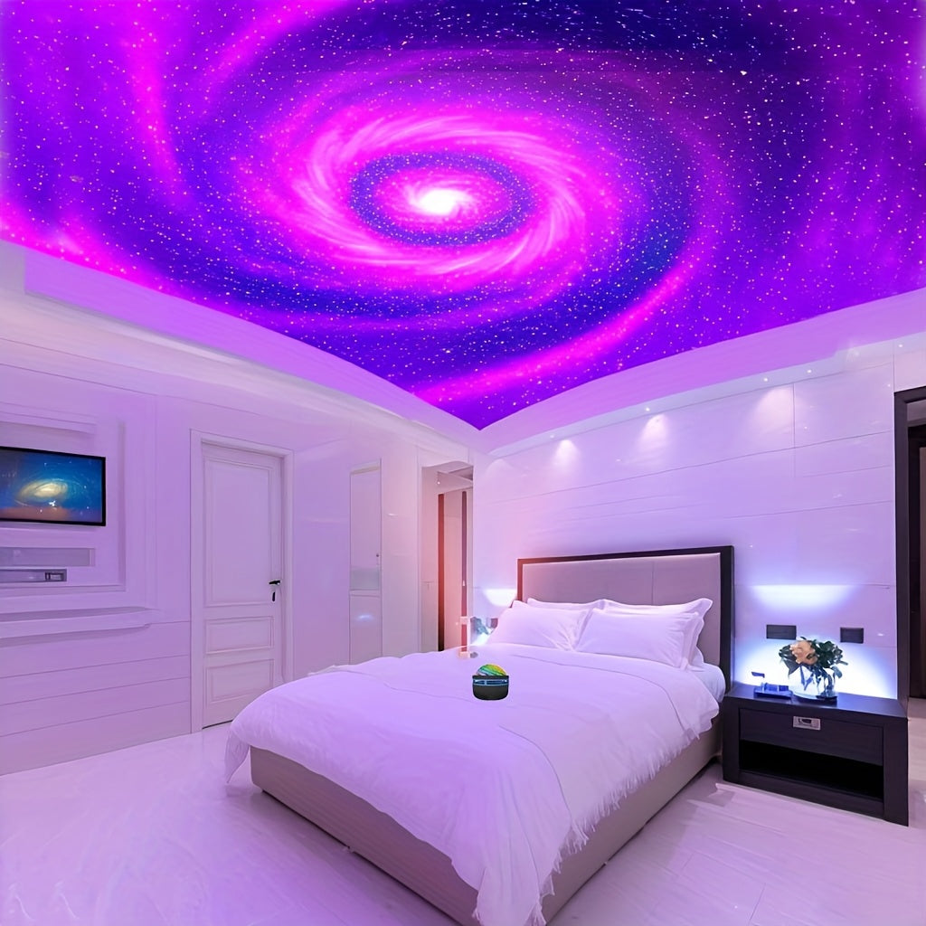Linterna de Proyección LED Noche Estrellada con Control Remoto - Luz Ambiental Aurora Boreal Sincronizada con Música, Luz Nocturna Multicolor USB para Dormitorio, Cine en Casa y Regalos (), Diseño Inspirado en la Aurora, Pequeña Operación a Pilas, Ilumin