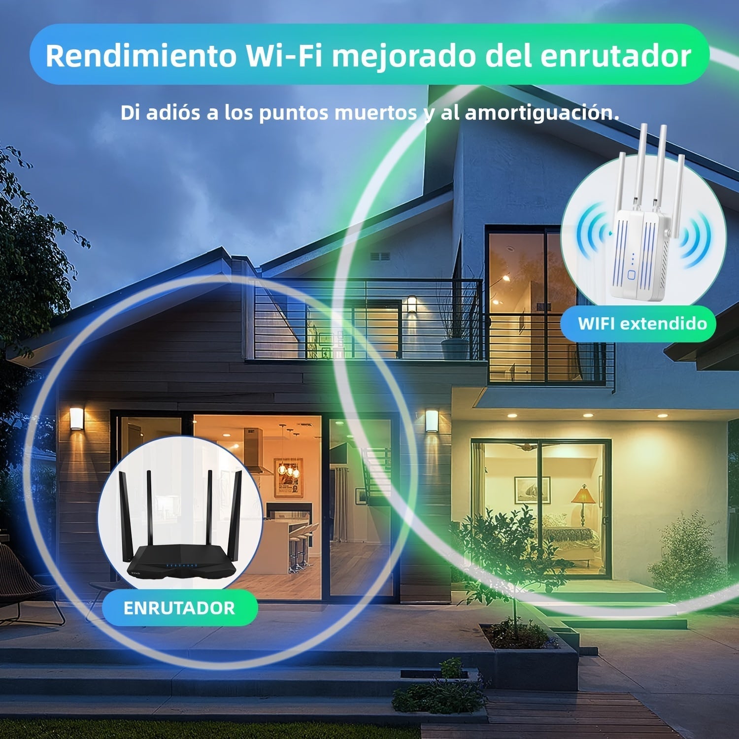 Amplificador de señal WiFi para el hogar: repetidor de Internet con alcance que cubre hasta 9995 pies cuadrados y 45+ dispositivos para la casa