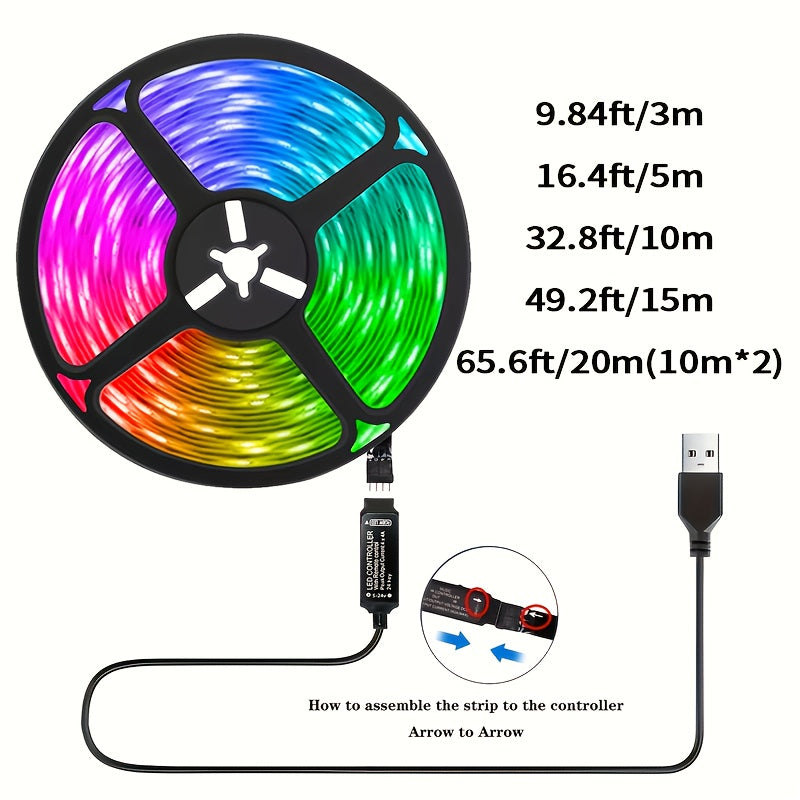 Luz LED inteligente con control remoto inalámbrico - Cambio de color RGB, luces USB regulables para decoración de sala de estar, iluminación ambiental flexible con control remoto, funcionamiento con batería de botón (36V), luces con control remoto, exhib