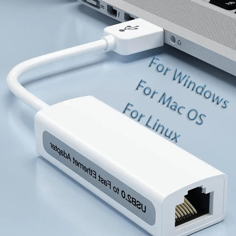 Adaptador de red Ethernet USB 2.0 portátil con velocidad de 100 Mbit/s, función Plug-and-Play, no requiere controlador.
