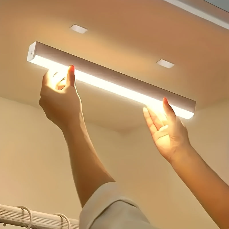 Barra de luces LED inteligente con sensor de movimiento, inalámbrica, recargable, magnética, montaje sin taladro para pared, hogar, auto, clóset, gabinete, dormitorio - brillo ajustable, carga USB, batería de litio, decoración del hogar | Iluminación mod