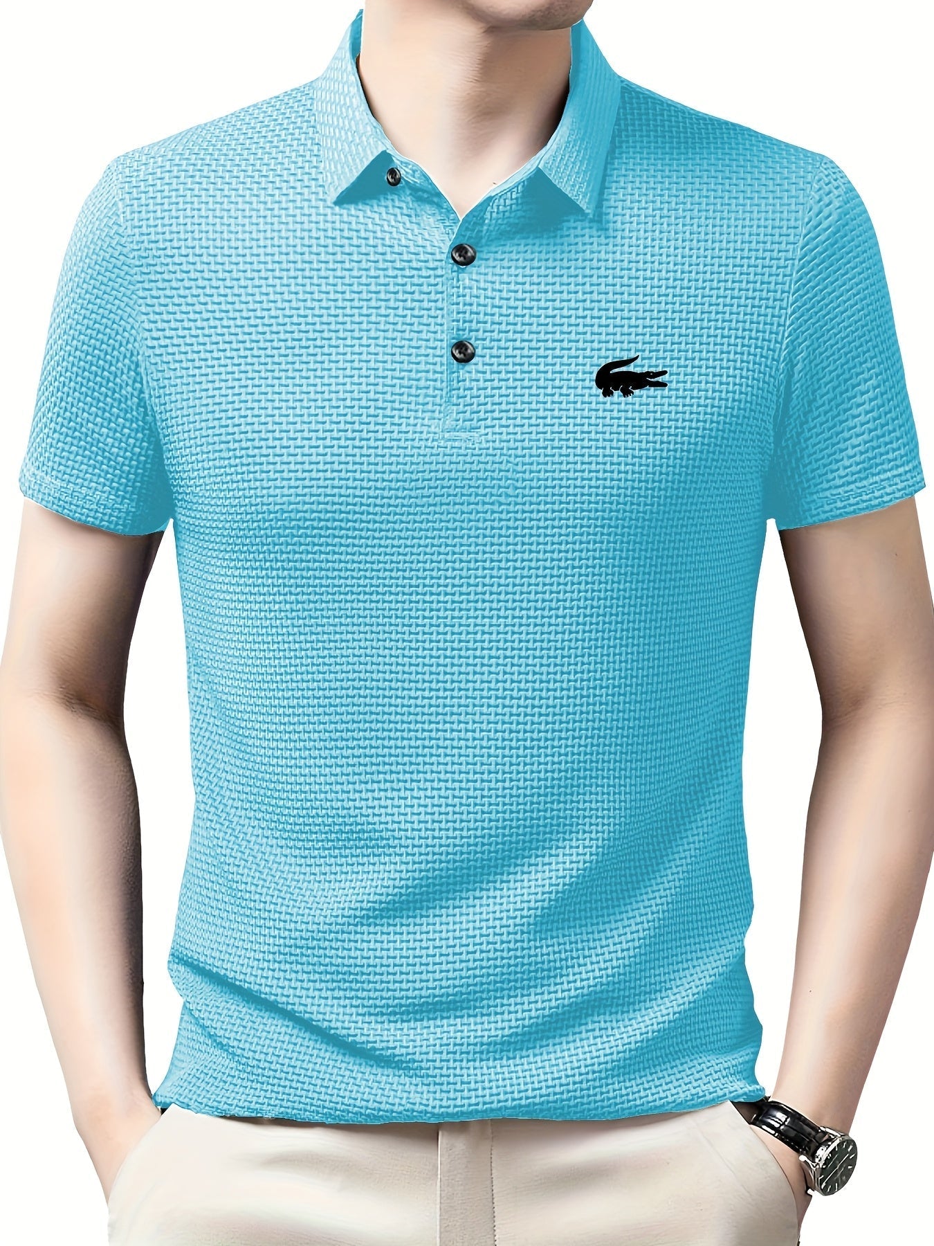 Camiseta Cómoda para Hombres de Medio Oriente con Estampado de Cocodrilo, Camisa Casual Transpirable para Negocios y Ocio