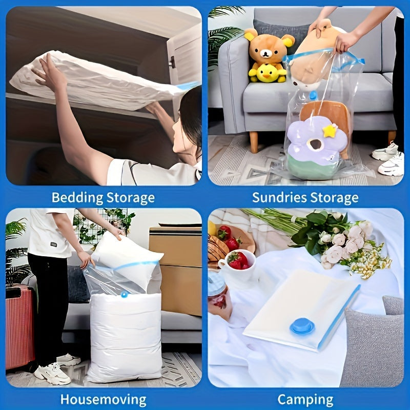 6pcs Bolsas de Almacenamiento al Vacío con 1 Bomba Manual, Bolsa de Viaje de Plástico Portátil para Ropa, Adecuada para Mantas, Ropa de Cama, Ropa, Edredones, Ideal para Suministros del Hogar, Bolsa de Ahorro de Espacio de Almacenamiento Imprescindible