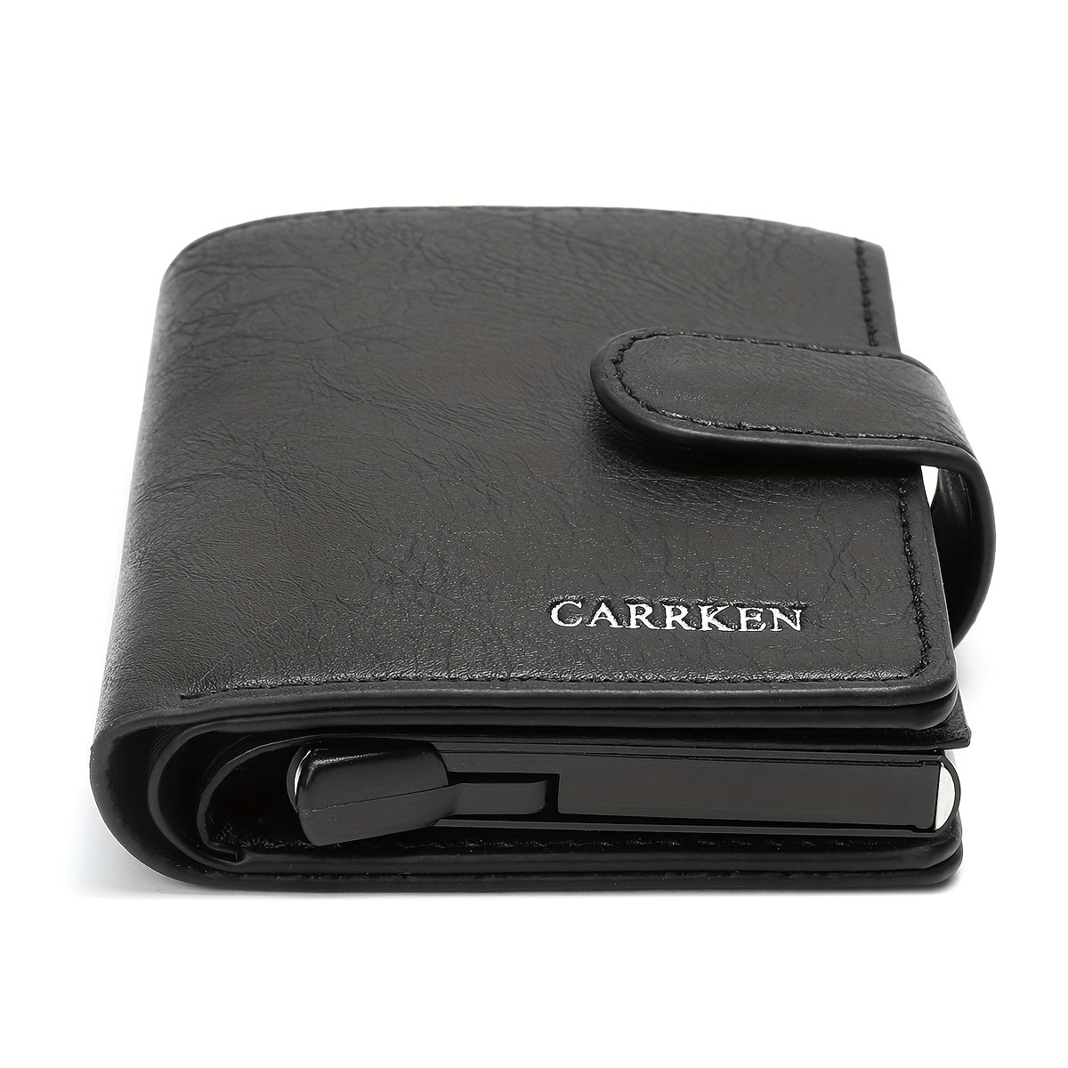 Cartera de Cuero PU Negra para Hombre CarrKen - Estilo Elegante de Negocios con Cierre Seguro a Presión, Gran Capacidad y Múltiples Ranuras para Tarjetas - Regalo Ideal para el Profesional Moderno