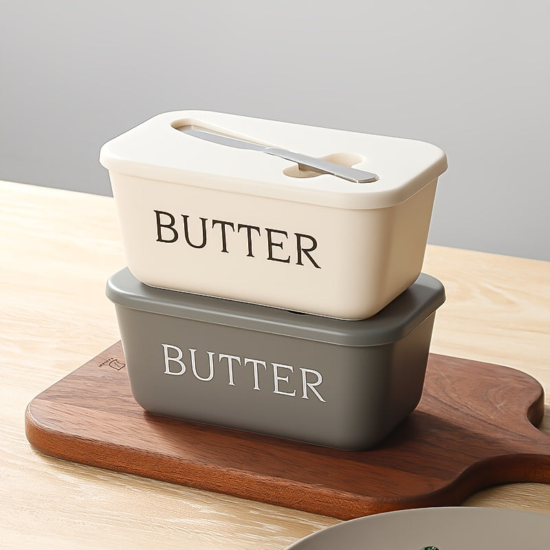 Recipiente para mantequilla de grado alimenticio PP premium DEHOV'S con cuchillo - Grande, duradero y fácil de limpiar, mantenedor de frescura para mostrador - Ideal para uso en el hogar, diseño elegante, plástico resistente