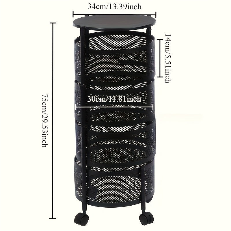1 pieza de acero al carbono, estante de almacenamiento de cocina giratorio de capas múltiples - Diseño duradero y ahorrador de espacio con 4 niveles, ideal para la organización del hogar, almacenamiento de cocina | Estante de cocina moderno | Utensilios