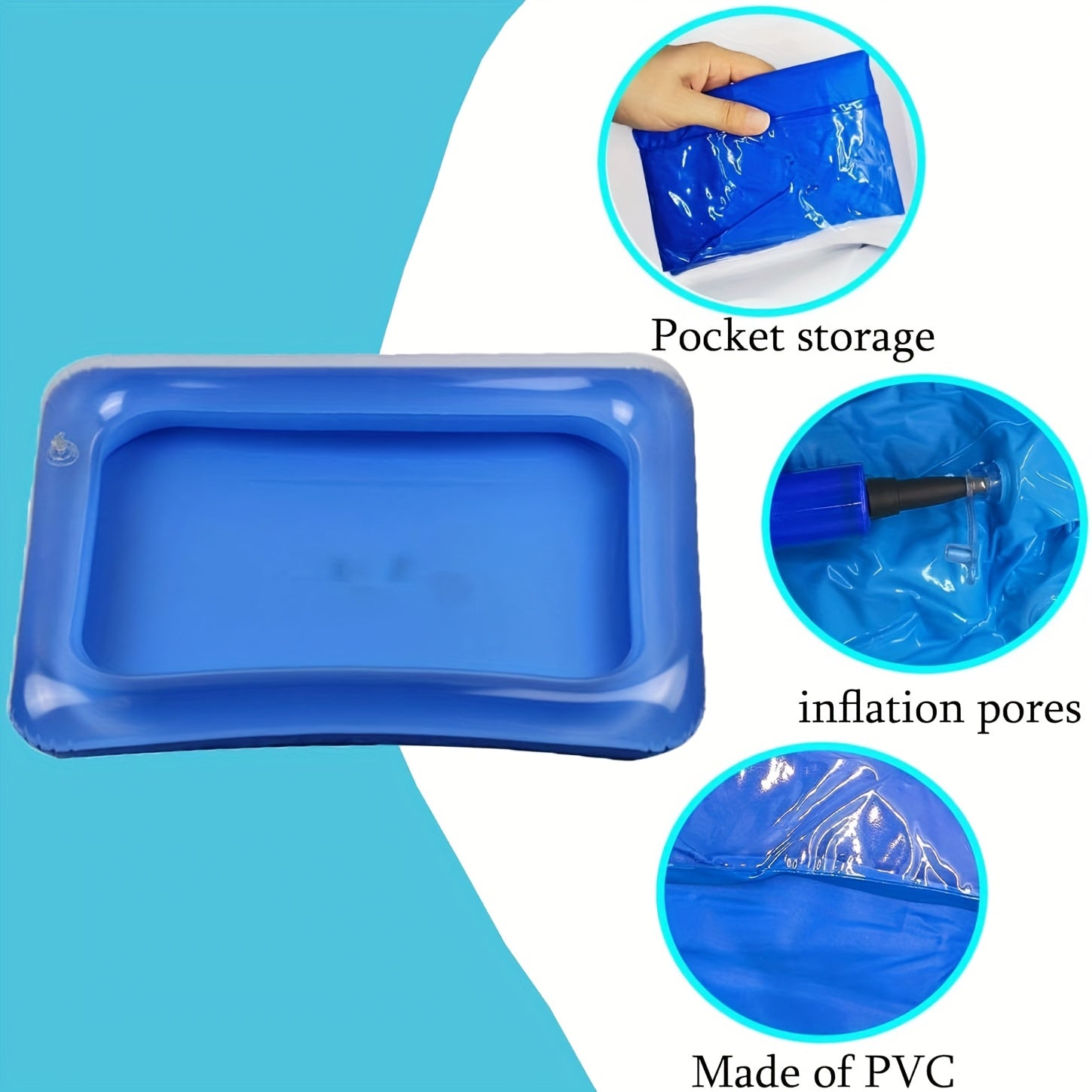 2 piezas de baño de pies inflable cuadrado + bomba, baño de pies portátil, escalera de piscina, juego de limpieza y pedicura