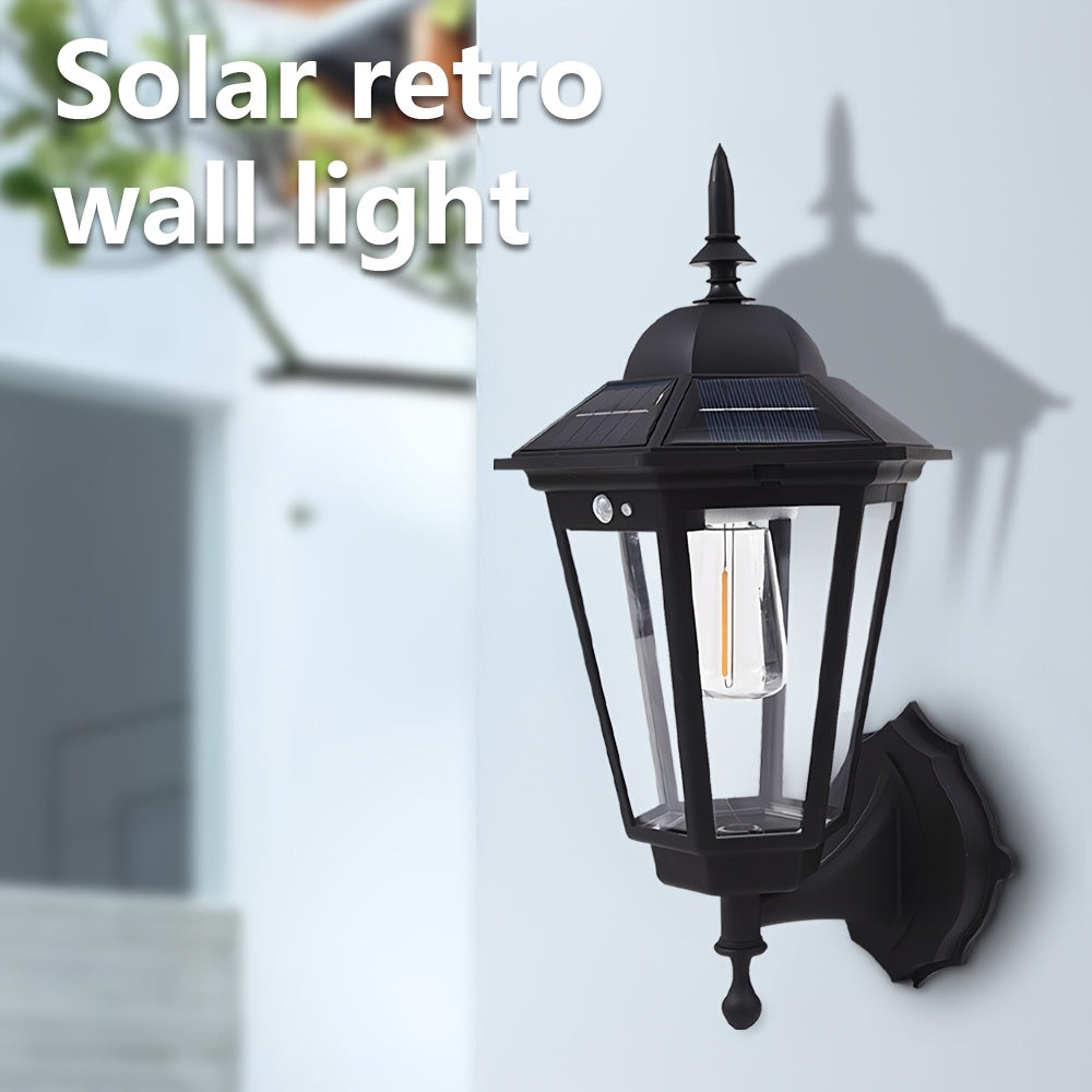Luz solar para exterior con sensor de movimiento, estilo farol negro, decorativa para jardín, patio, caminos y áreas exteriores, panel solar eficiente incluido, luces solares para exteriores
