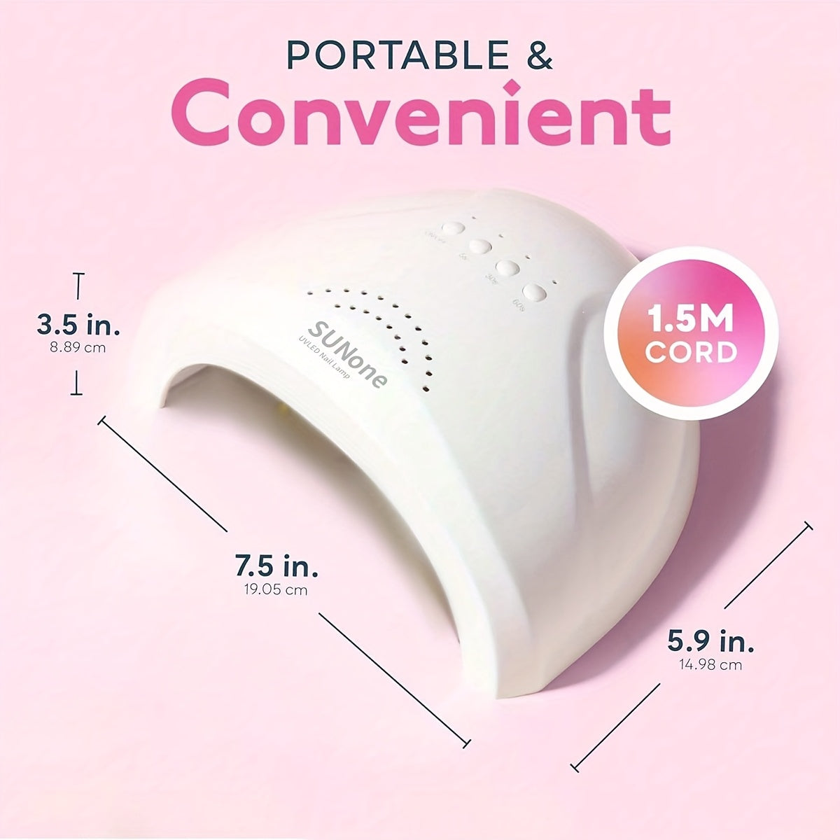 Lámpara de uñas Sun One - LED de alta potencia, sensor inteligente, temporizador de 3 modos, plástico hipoalergénico, secador de uñas profesional para resina y gel, cuidado de uñas | Lámpara de uñas moderna | Diseño elegante, secador de uñas