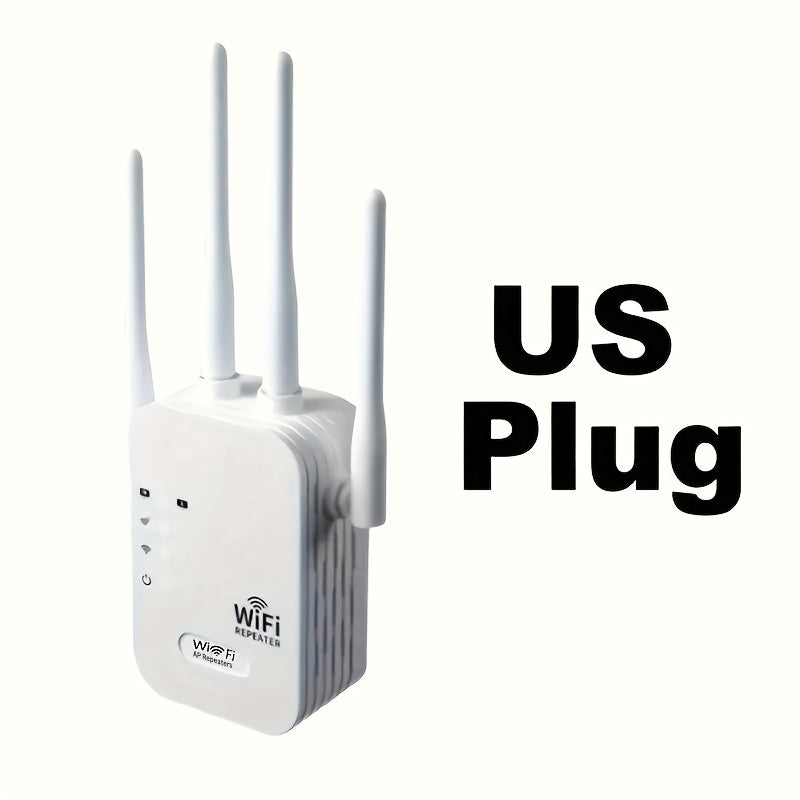 Extensor de WIFI Momotor, Amplificador de Señal WIFI, Alta Velocidad Inalámbrica de 2.4GHz, Potente con 4 Antenas, Alta Penetración, Sólida Señal, Modo de Seguridad WPS, Enrutador de Expansión Doble Modo - Adecuado para Hogar, Cafetería, Oficina, Centro