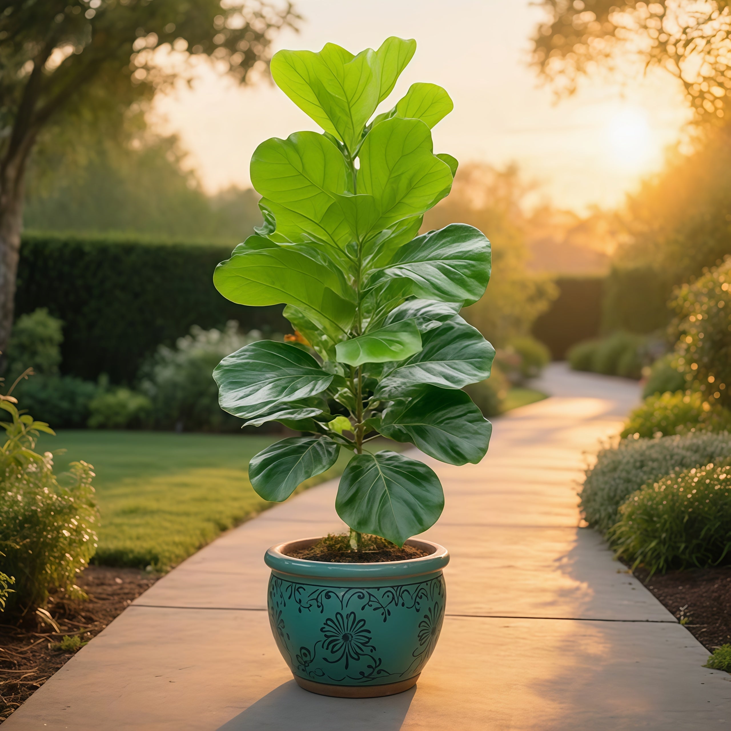 Árbol de Palma Artificial Grande Bonsái de 40.1 Pulgadas con 23 Hojas - Decora tu Jardín con un Toque de Naturaleza - Árbol Falso Tropical de Selva con Hojas Amatista, Realista y Sin Necesidad de Riego o Mantenimiento - Ideal para Acción de Gracias, Navi