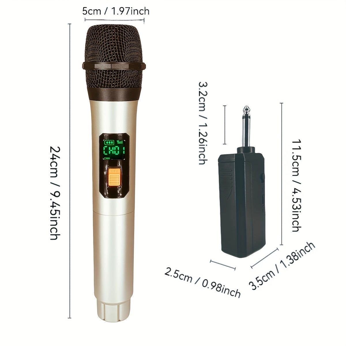 Receptor inalámbrico de micrófono dorado, 1 a 1 y 2 a 1, con batería recargable, ideal para uso en interiores y exteriores, reuniones familiares, discursos, canto en escenarios, KTV, etc., buen sonido, bajo consumo de energía, larga duración en espera, p