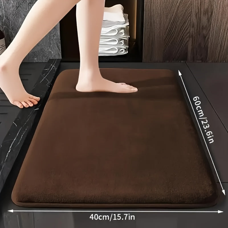 1 alfombra de baño de felpa coral de lujo, antideslizante, suave, de secado rápido y absorbente, tejida, con diseño geométrico, solo lavado a mano, accesorio rectangular para baño de poliéster
