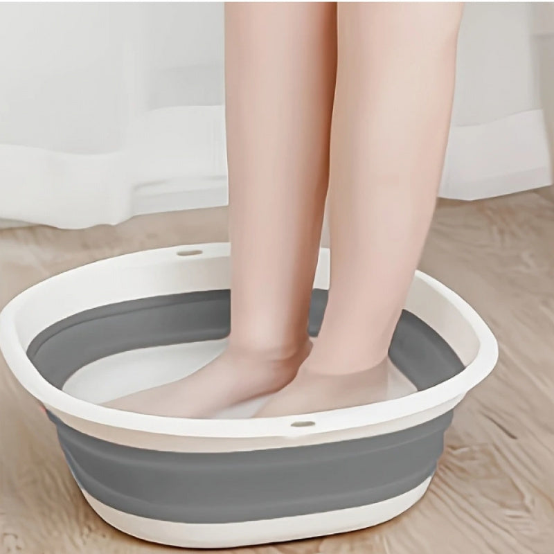 Balde Plegable para Baño de Pies - Diseño Ergonómico Portátil con Tapa, Plástico Duradero para Viajes y Hogar, Sin Necesidad de Electricidad, Material Fácil de Limpiar, Estilo Moderno para Cuidado Cómodo de los Pies, Accesorio Elegante para el Baño, Incl
