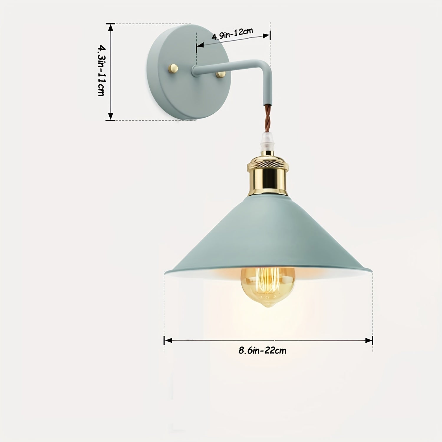 2pcs Apliques de Pared Estilo Granja Moderna - Vintage e Industrial, Acabado Metálico, Con Cableado para Instalación Fácil, No Incluye Interruptor ni Enchufe