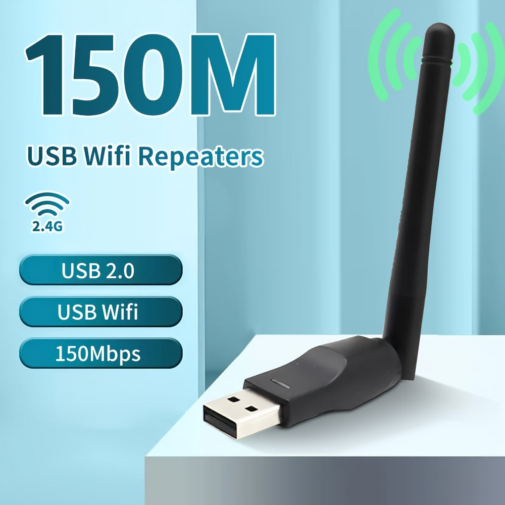 Adaptador de red portátil, Wifi de 2,4G con una velocidad máxima de 150Mbps, con una antena Wifi de alta ganancia, compatible con WPA-PSK/WPA2-PSK para un uso seguro de la red, adecuado para Windows 11, 10, 8, 7 y XP en escritorios y portátiles.