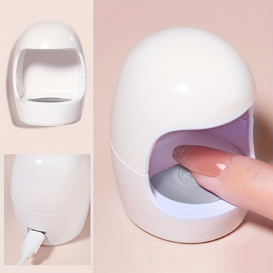 Mini Lámpara en Forma de Q para Uñas, Secador LED Rápido para Gel DIY en Casa, Alimentación USB, Color Cáscara Blanca, Portátil