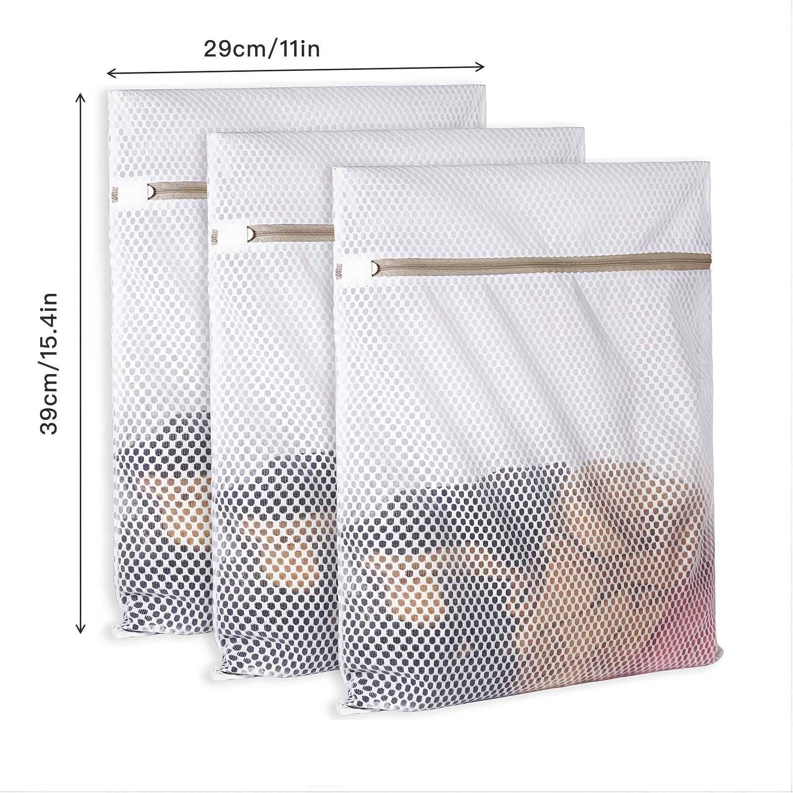 3 piezas de bolsas de malla tipo panal para ropa delicada, resistentes y reutilizables, bolsa de viaje para lencería, ropa, jeans, toallas y calcetines