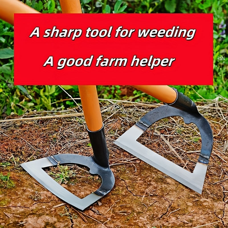 Paquete de 1 Azada de Jardín de Acero Manganeso Resistente - Herramienta Afilada y Antioxidante para Desmalezar y Cultivar con Mango Ergonómico, Ideal para Excavación, Aflojar Suelos y Eliminar Malezas - Perfecta para Jardineros Casuales y Paisajistas Pr