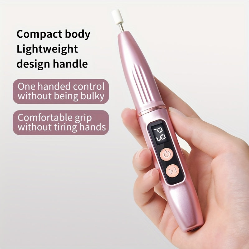 Kit de Taladro Eléctrico para Uñas Recargable USB - Cortaúñas Portátil y Pulidor, Incluye Limas y Empujadores Keratinum, Ideal para Uso en Salones o Hogar, Herramientas para Corte y Pulido de Uñas