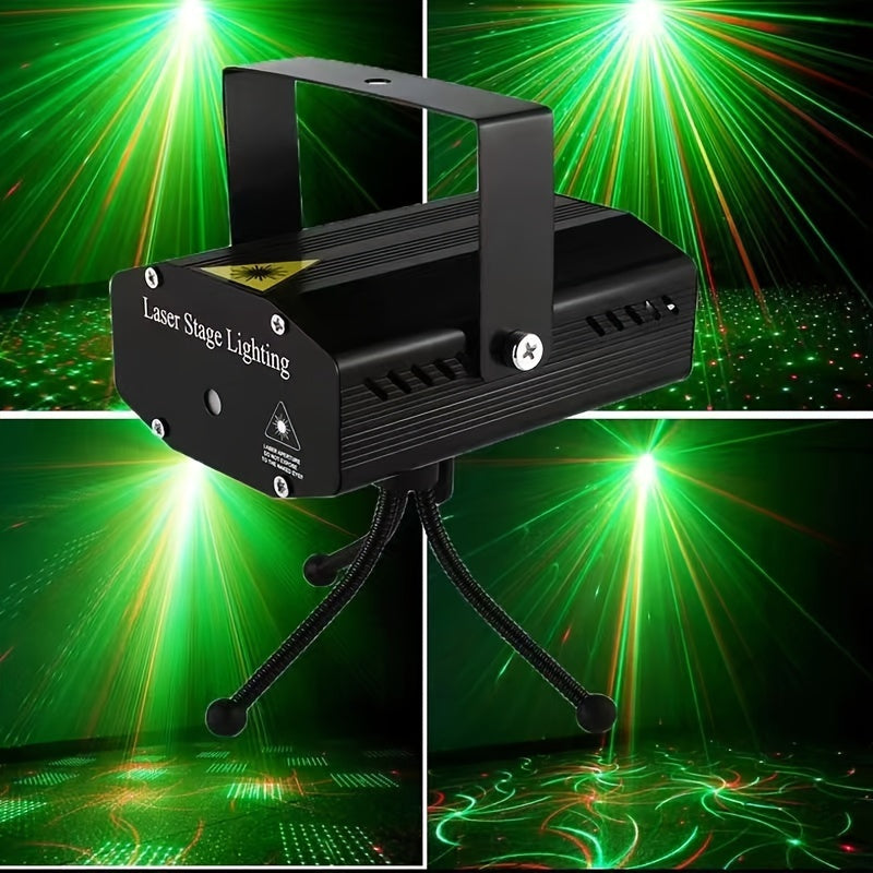Proyector de luces LED portátil YIIXUYO - Mini luz láser con haces de colores cambiantes, cabezal ajustable y control remoto, ideal para discotecas, entretenimiento familiar, salones de baile y presentaciones en escenario, luz decorativa para bares | Pro