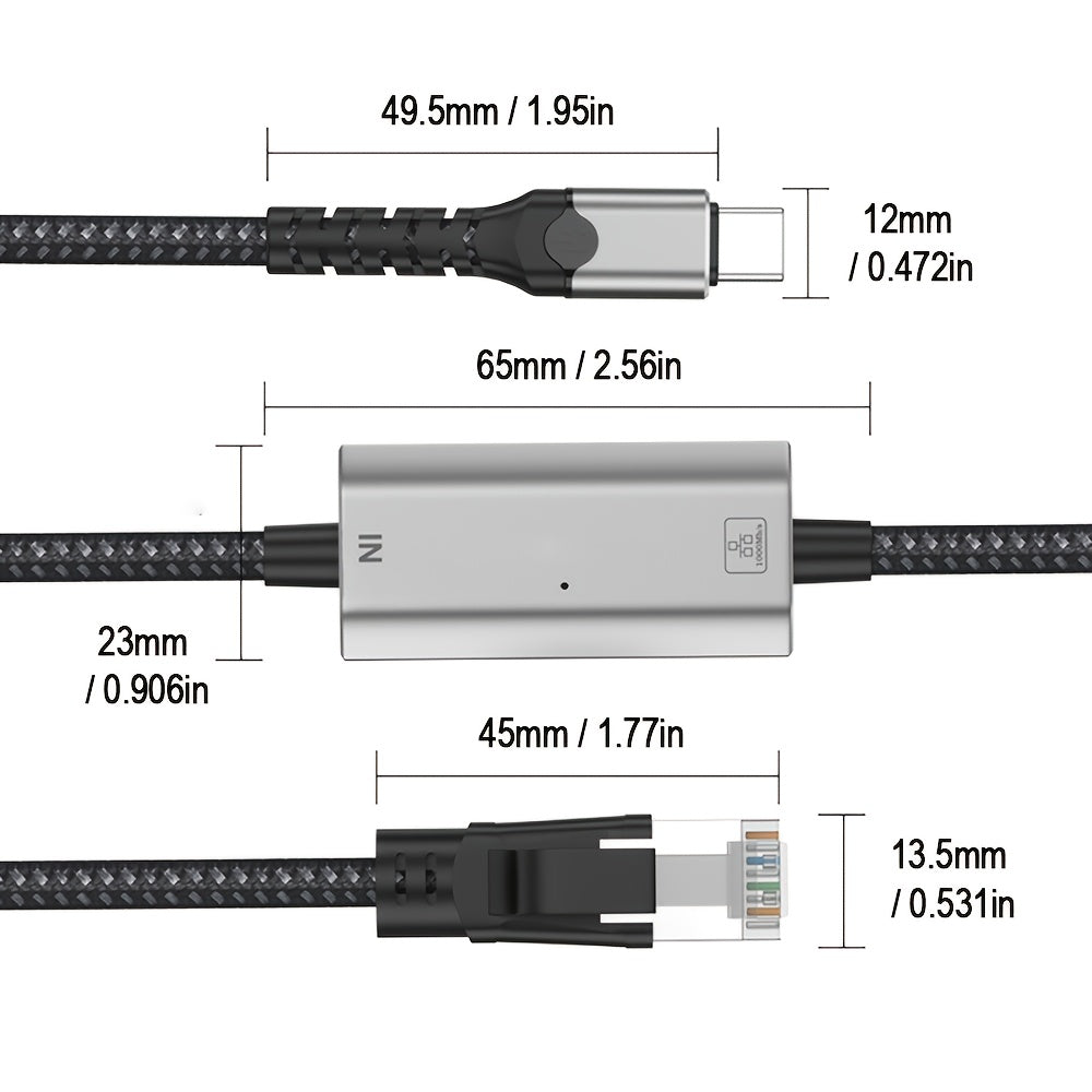Adaptador de Cable RJ45 a USB para Hombre, Adaptador de Tipo C a USB Gigabit para Tarjeta de Red 2 en 1 para Switch iPhone 15 16 Pro Macbook Air Pro Laptop iPad Pad Teléfono y Xbox PS5