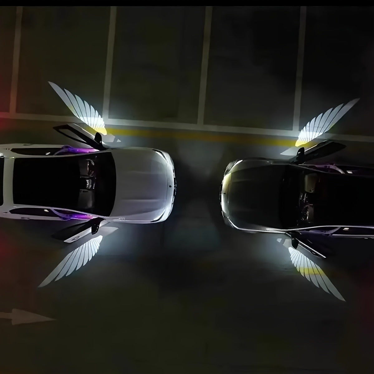Sensor de puerta de coche con alas de ángel, ajuste universal, con luces de bienvenida para coche