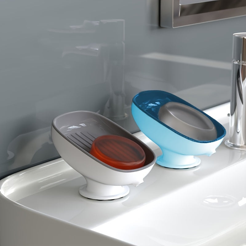Porta jabón ovalado elegante para pared con drenaje, plato de jabón de plástico ajustable para baño - Bandeja de jabón lujosa desmontable, diseño moderno para hogar y hotelería, accesorios para baño