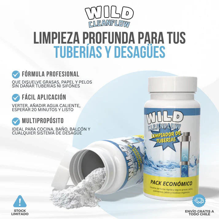 Destapa cañeria Wild Cleanflow™ - Desatasca sin esfuerzo. Limpia desde la raíz