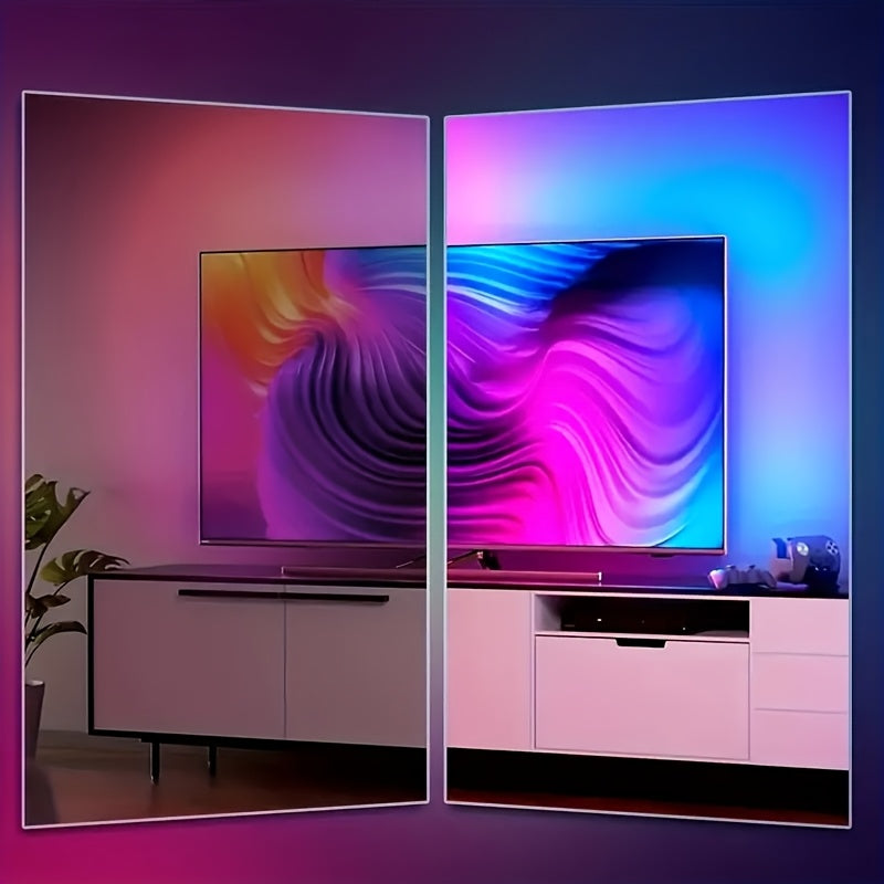Luz LED inteligente con control remoto inalámbrico - Cambio de color RGB, luces USB regulables para decoración de sala de estar, iluminación ambiental flexible con control remoto, funcionamiento con batería de botón (36V), luces con control remoto, exhib