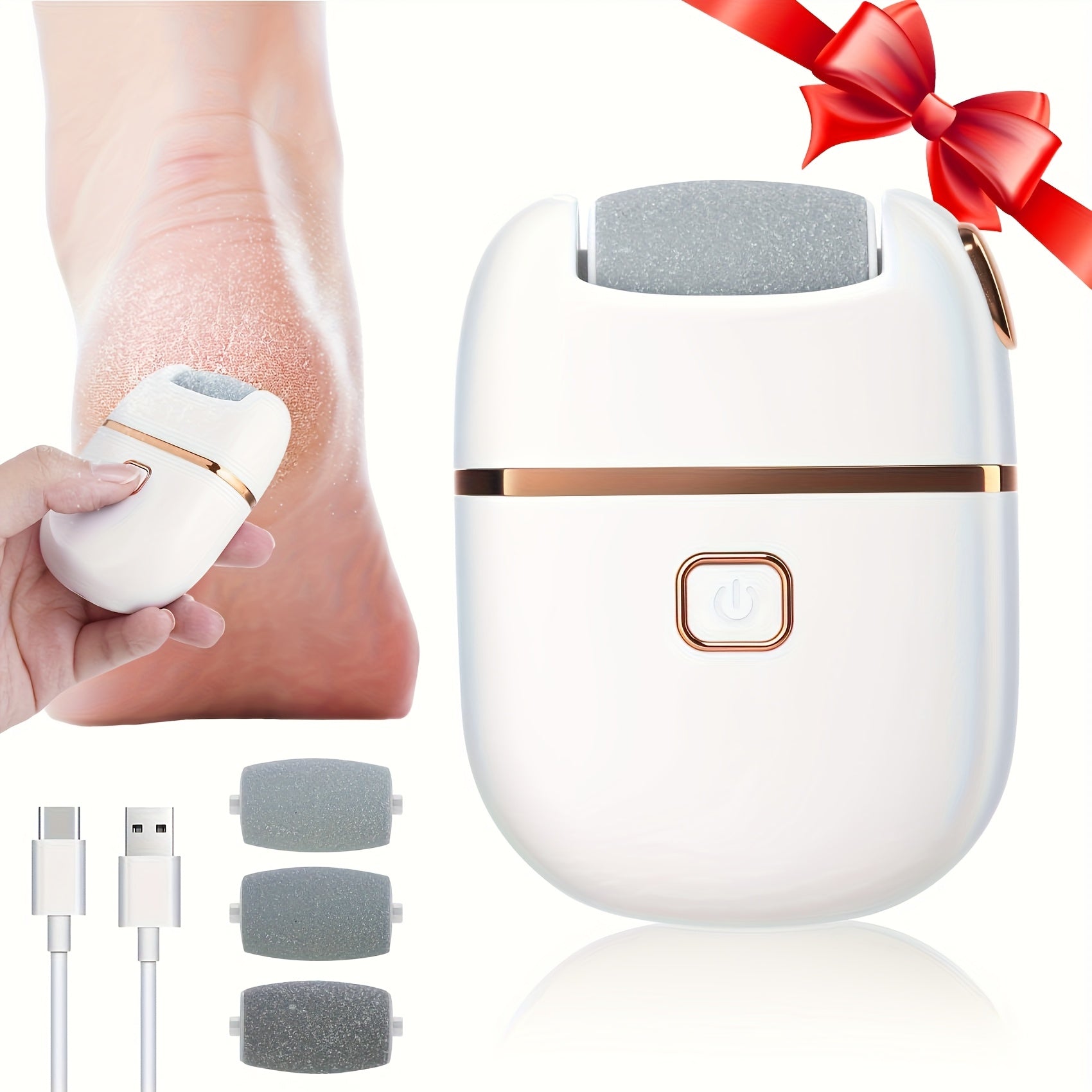 Amoladora eléctrica para pies, piedra de pulir eléctrica para eliminar la piel muerta Beige Claro y el estrato córneo. Removedor de pies que elimina eficazmente la piel muerta Beige Claro. La cabeza mate delicada puede eliminar efectivamente la piel muer