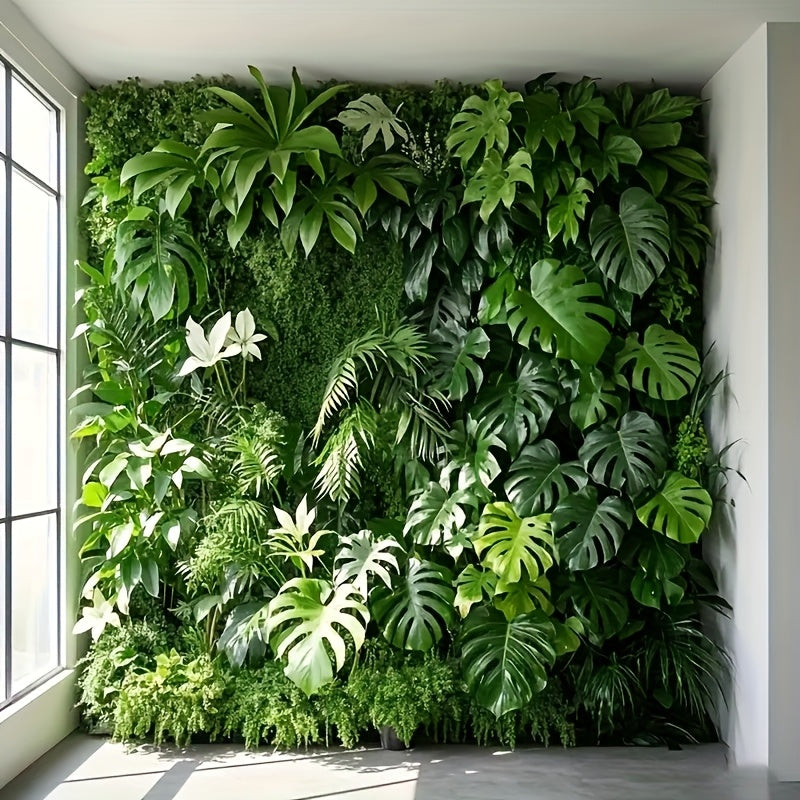 Panel de Pared Artificial con Hojas de Monstera y Palma - Pantalla de Privacidad Duradera de Plástico 39.88x59.94 cm para Uso Interior/Exterior, Decoración Colgante Sin Mantenimiento para Bodas, Fiestas, Hogar & Oficina, Pantalla de Privacidad Exterior,