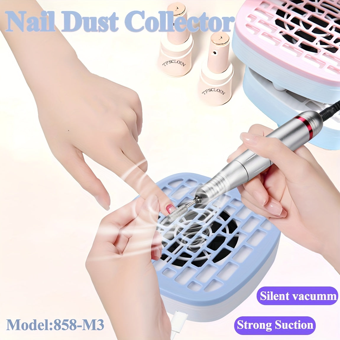 Aspiradora de polvo de uñas mini TFSCLOIN - Aspiradora para uñas con USB, succión potente, sistema compacto para manicura en casa o salón, compatible con taladros para uñas, incluye filtro, ideal para salones de uñas, spa o uso DIY, equipo de manicura, d