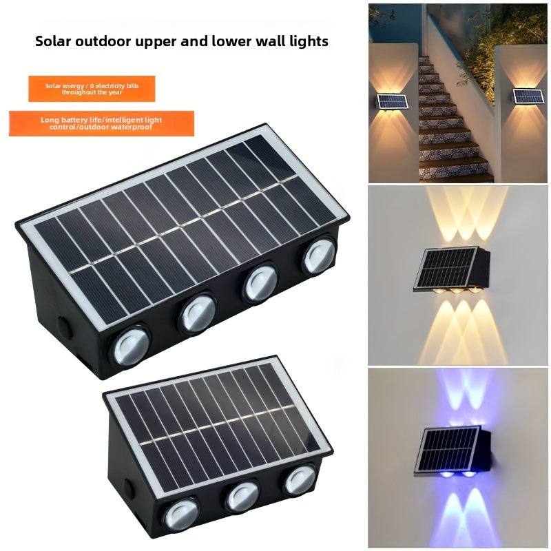 1pc. luz solar de pared exterior, 3000k luz solar para exteriores, luz de porche con 6LEDs, luz de patio, farola exterior, 1800mAh Adecuada para jardín, patio, estacionamiento, iluminación decorativa comercial ip54