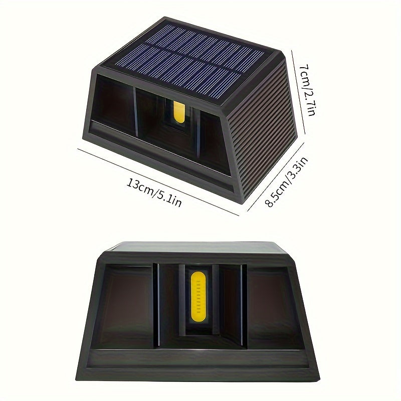 1pc/2pcs/4pcs Lámpara de Pared Solar HISHELL, Sensor Inteligente 5.5W Alta Eficiencia, Carga Dual-Direccional, Temperatura de Color Blanco Cálido y Frío, Batería de 12 Horas, Material ABS Impermeable, Compatible con Jardín, Garaje, Pasillo