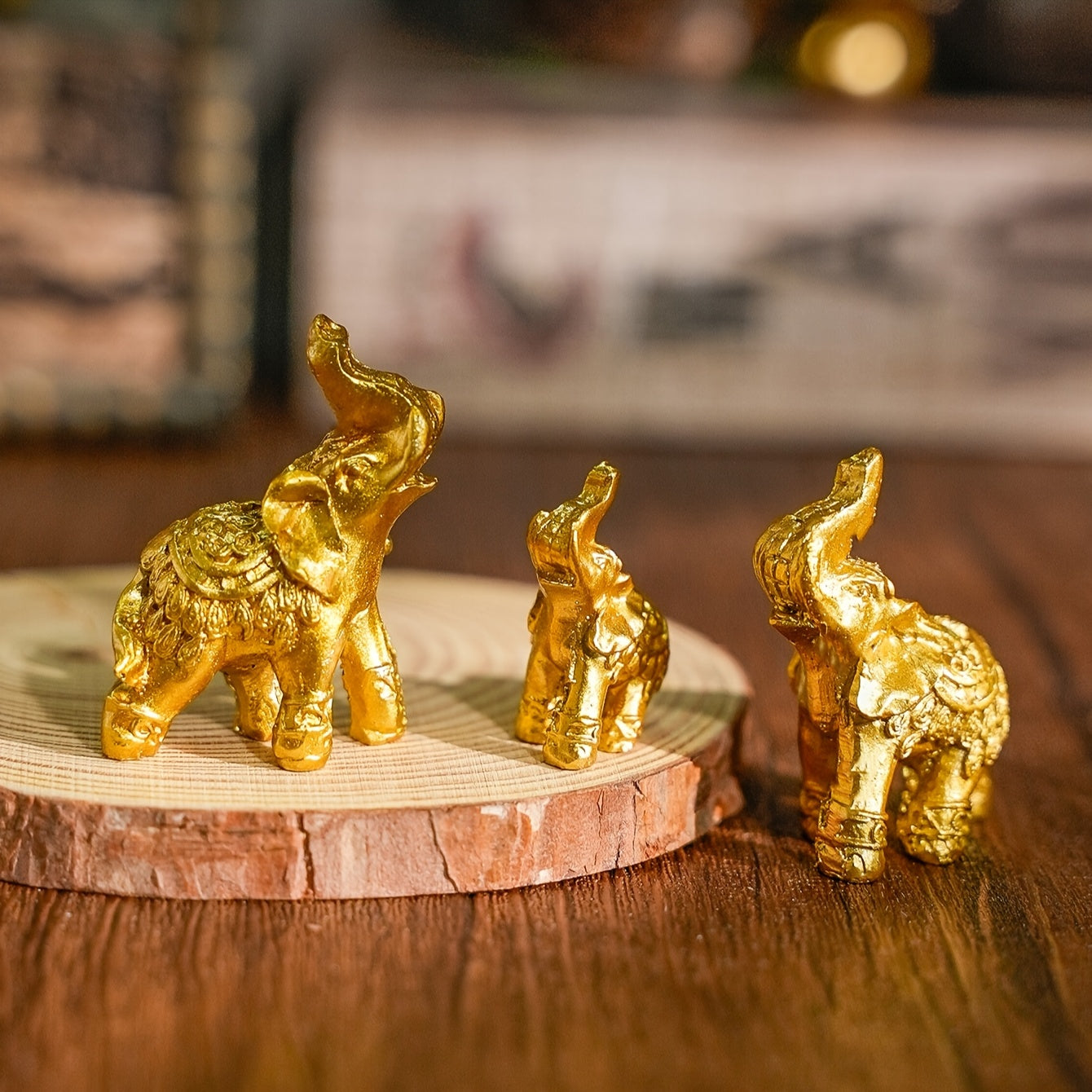 3 piezas de Figuras de Familia de Elefantes, Talladas en Resina, Decoración Versátil para Interior y Exterior, Ideal para Acción de Gracias, San Valentín, Regalos de Día del Padre y Día de la Madre, No Requiere Electricidad