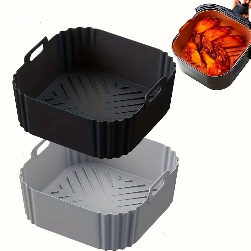 1/2 piezas de Revestimiento de Silicona para Freidora de Aire de 22.35 cm, Adecuado para Freidoras de 5.5 a 7 QT, Olla de Silicona Resistente al Calor y Fácil de Limpiar, Accesorios para Freidora de Aire